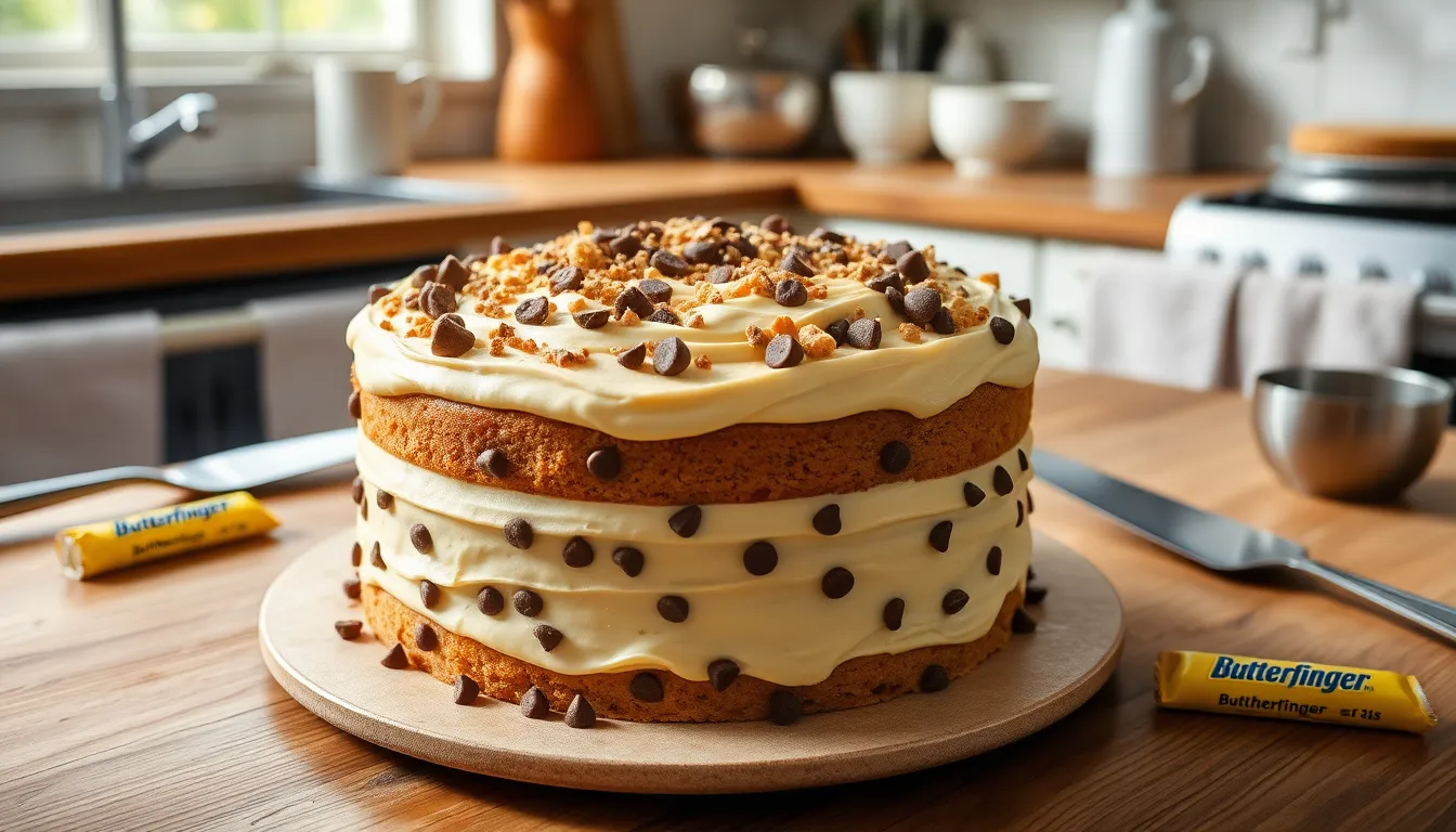 Easy Butterfinger Cake Recipe with Creamy Peanut Butter Frosting (So Good!) 4 Easy Butterfinger Cake Recipe with Creamy Peanut Butter Frosting (So Good!) 3