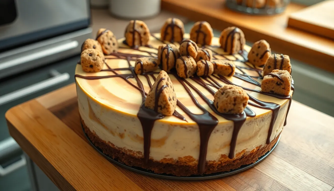 No-Bake Chocolate Chip Cookie Dough Cheesecake Recipe (Easy & Delicious!) 4 No-Bake Chocolate Chip Cookie Dough Cheesecake Recipe (Easy & Delicious!) 3