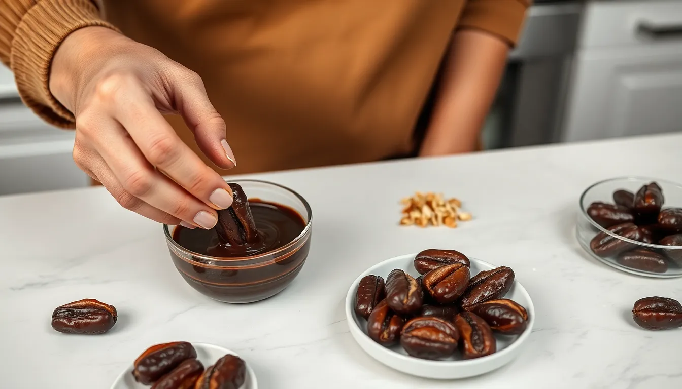 Chocolate Covered Dates Recipe: Easy 3-Ingredient Healthy Sweet Treats 4 Chocolate Covered Dates Recipe: Easy 3-Ingredient Healthy Sweet Treats 3