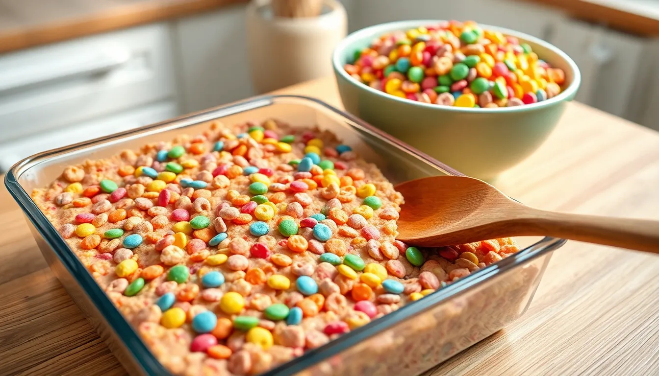 Easy Fruity Pebbles Treats Recipe: 5-Ingredient No-Bake Bars in 15 Minutes 4 Easy Fruity Pebbles Treats Recipe: 5-Ingredient No-Bake Bars in 15 Minutes 3