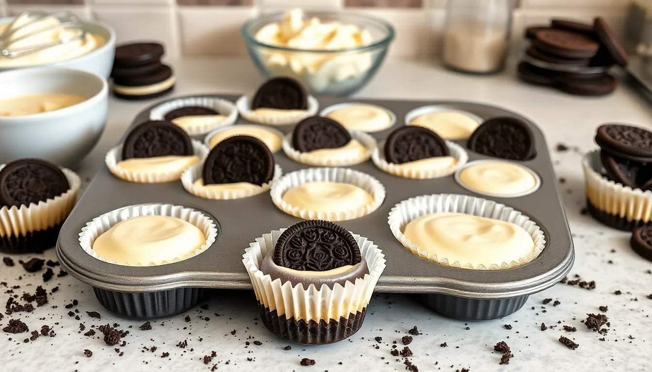 Easy Mini Oreo Cheesecakes Recipe - No Water Bath Required (Perfect for Parties!) 4 Easy Mini Oreo Cheesecakes Recipe - No Water Bath Required (Perfect for Parties!) 3