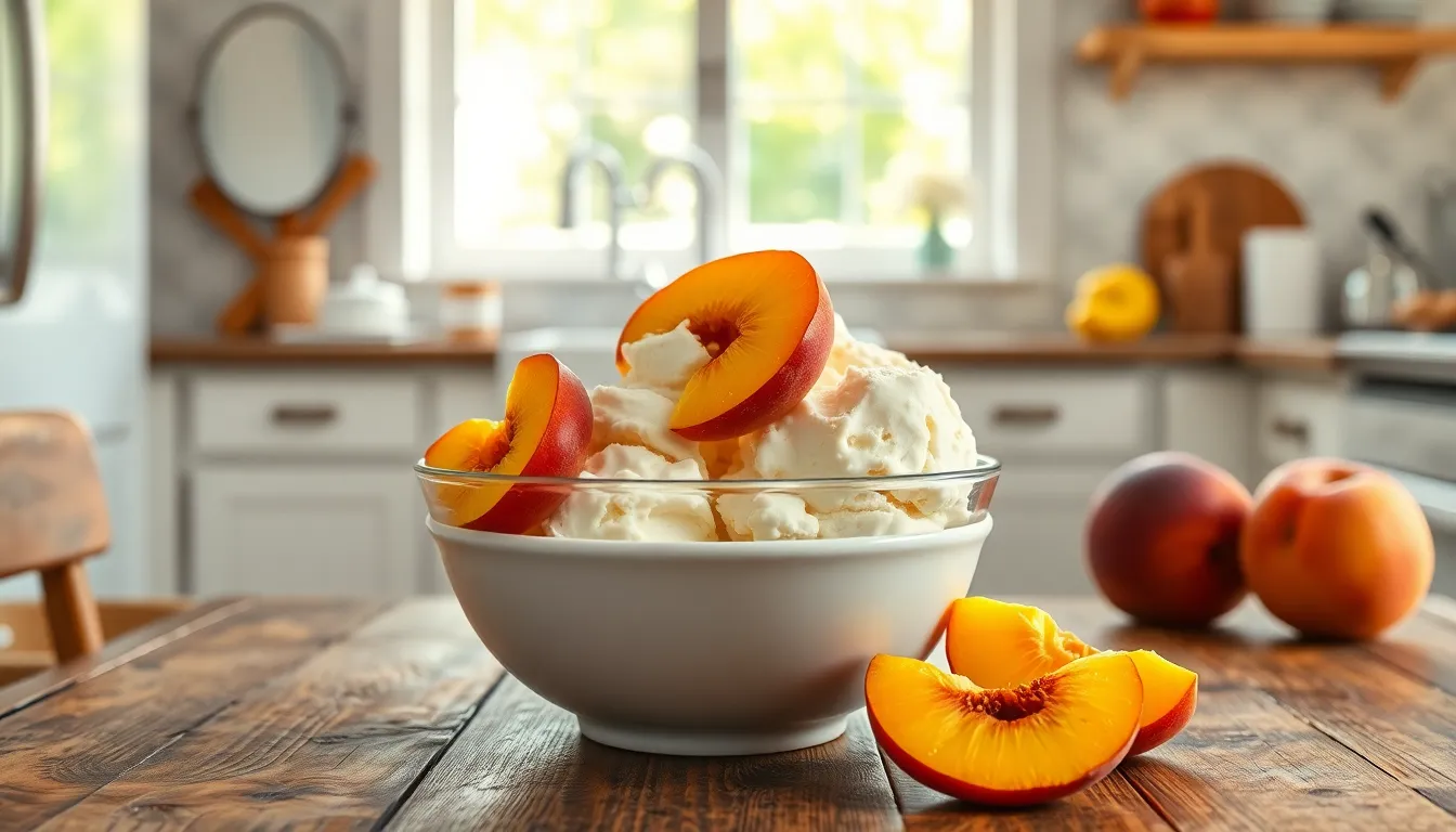 Easy No Churn Peach Ice Cream Recipe (Ready in 4 Hours!) 4 Easy No Churn Peach Ice Cream Recipe (Ready in 4 Hours!) 3