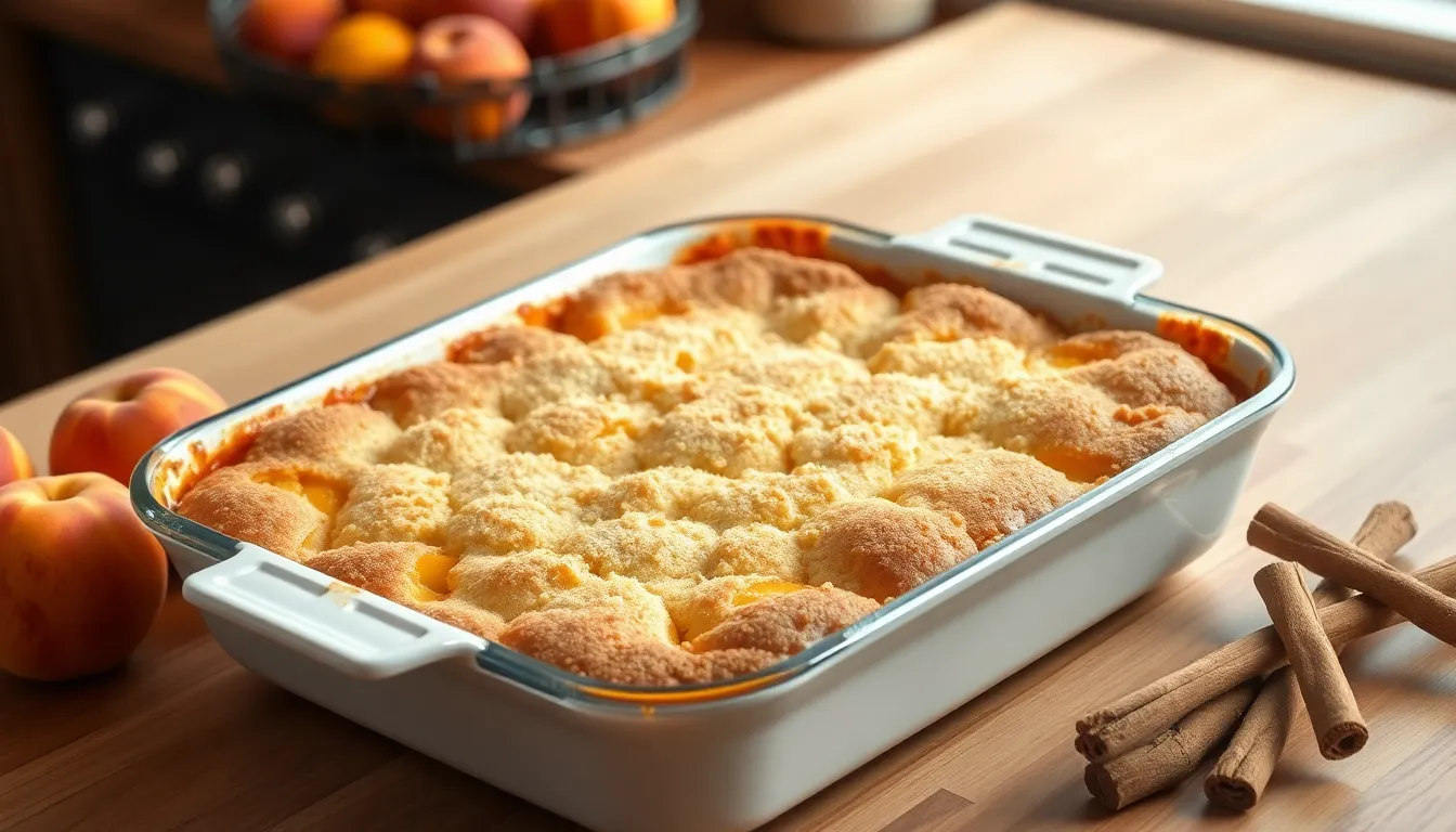 Easy Peach Cobbler with Cake Mix Recipe (Ready in Under 1 Hour!) 4 Easy Peach Cobbler with Cake Mix Recipe (Ready in Under 1 Hour!) 3