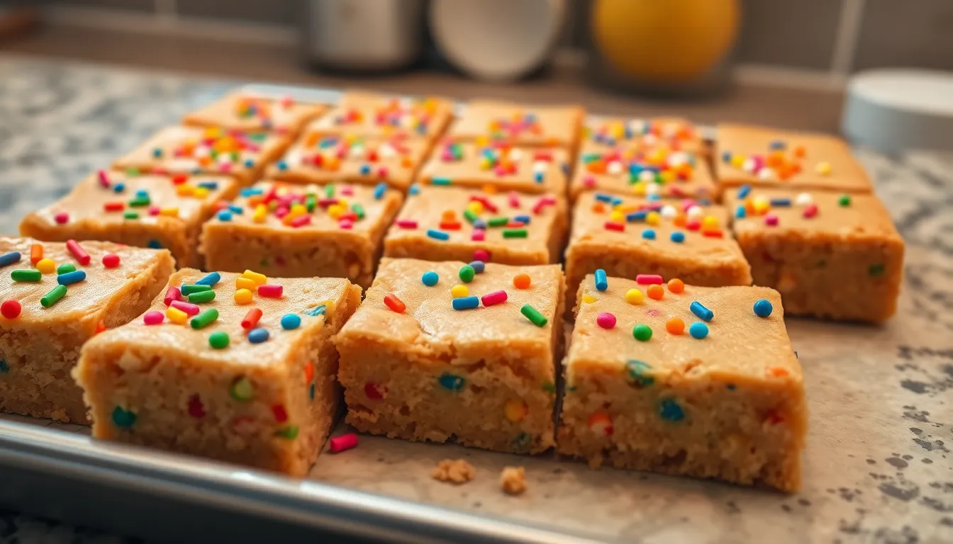 Easy Birthday Cake Blondies Recipe - Funfetti Bars with Vanilla Frosting 8 Easy Birthday Cake Blondies Recipe - Funfetti Bars with Vanilla Frosting 7