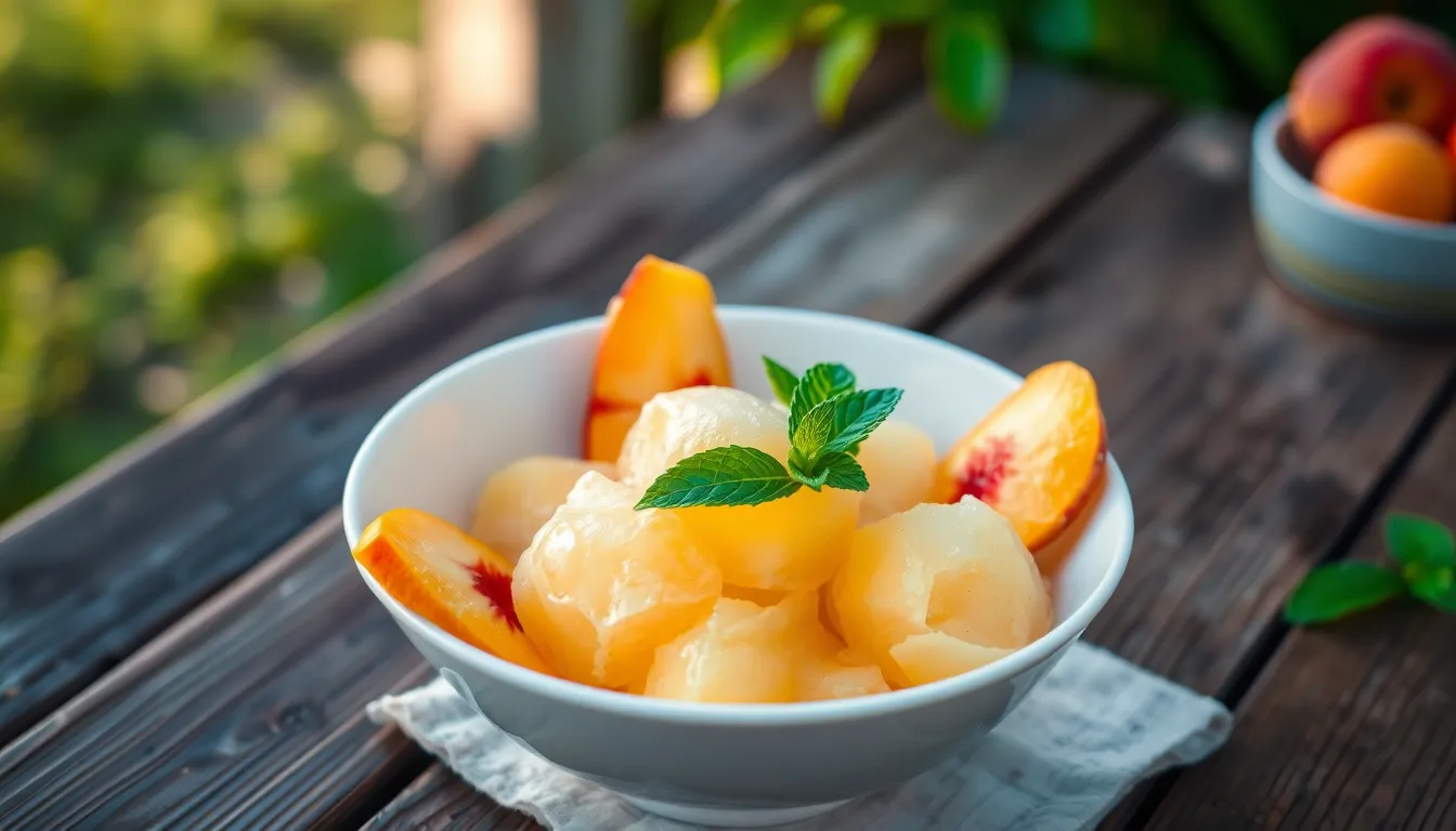 Easy 3-Ingredient Peach Sorbet Recipe (Ready in 30 Minutes!) 8 Easy 3-Ingredient Peach Sorbet Recipe (Ready in 30 Minutes!) 7