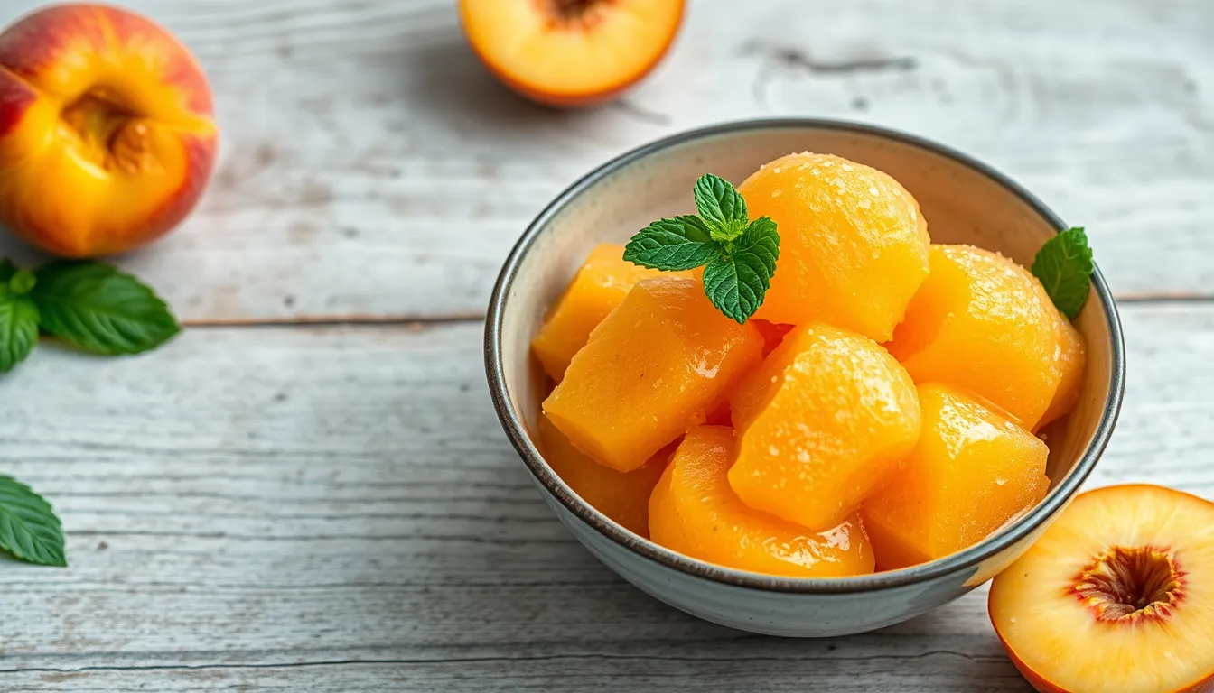 Easy 3-Ingredient Peach Sorbet Recipe (Ready in 30 Minutes!) 10 Easy 3-Ingredient Peach Sorbet Recipe (Ready in 30 Minutes!) 9
