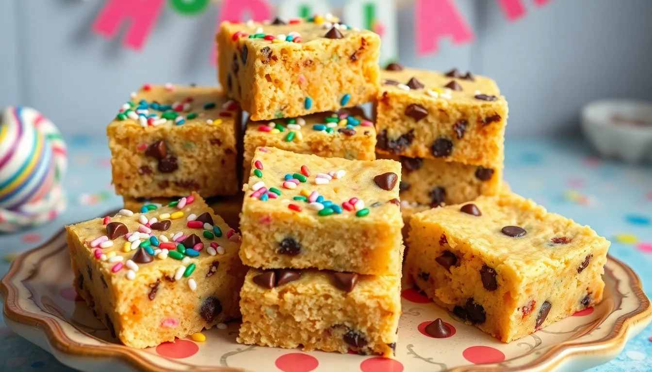 Easy Birthday Cake Blondies Recipe - Funfetti Bars with Vanilla Frosting 12 Easy Birthday Cake Blondies Recipe - Funfetti Bars with Vanilla Frosting 11