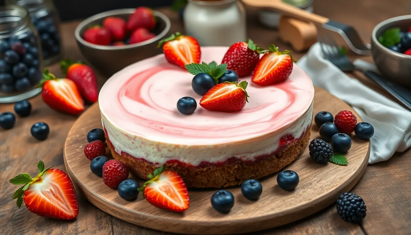 Easy No Bake Strawberry Cheesecake Recipe (Ready in 4 Hours!) 12 Easy No Bake Strawberry Cheesecake Recipe (Ready in 4 Hours!) 11