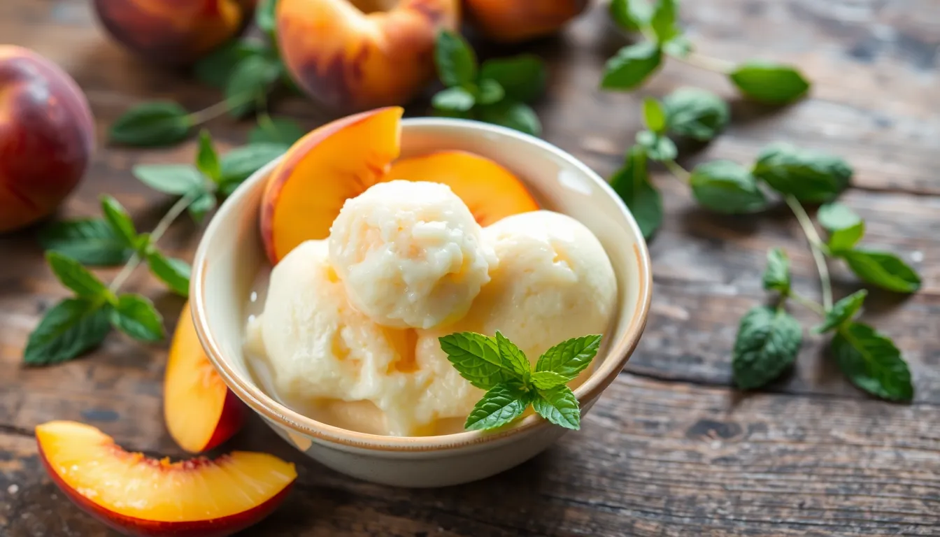 Easy 3-Ingredient Peach Sorbet Recipe (Ready in 30 Minutes!) 12 Easy 3-Ingredient Peach Sorbet Recipe (Ready in 30 Minutes!) 11
