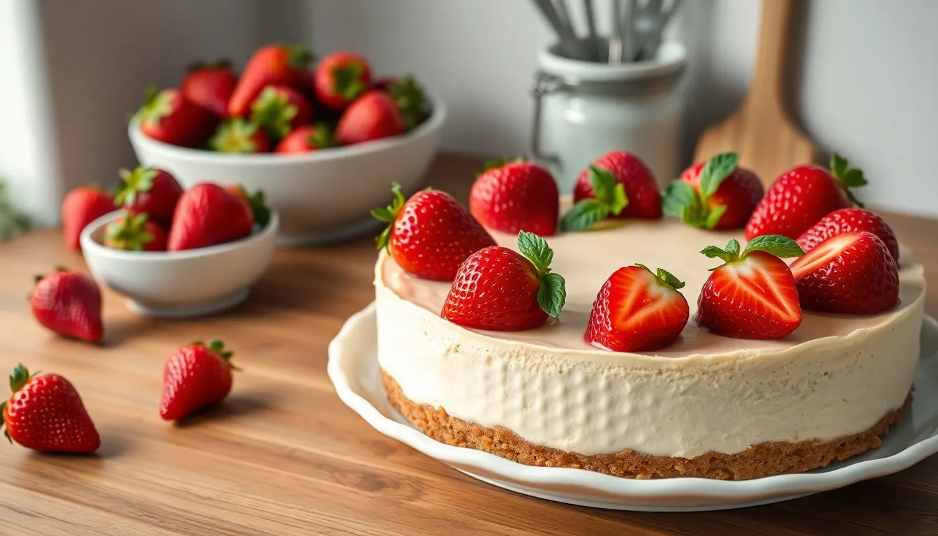 Easy No Bake Strawberry Cheesecake Recipe (Ready in 4 Hours!) 14 Easy No Bake Strawberry Cheesecake Recipe (Ready in 4 Hours!) 13