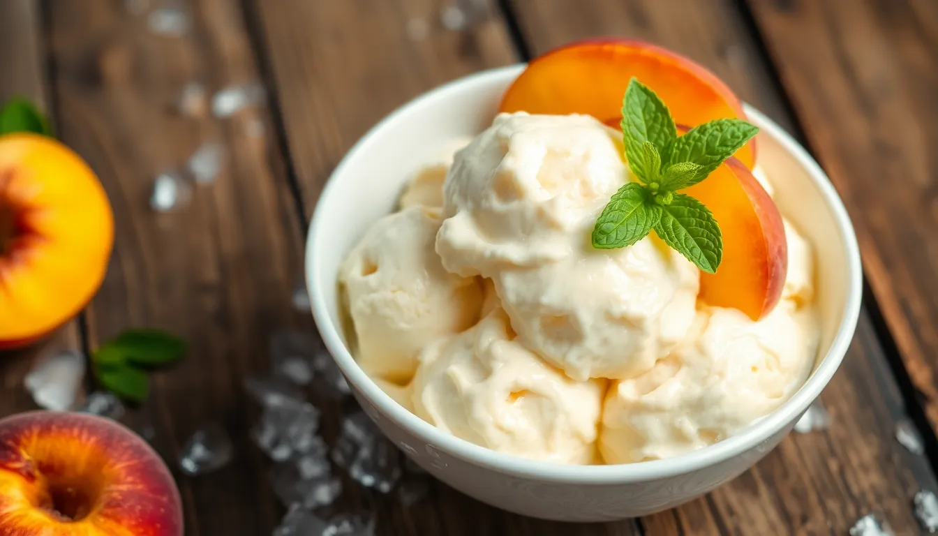 Easy No Churn Peach Ice Cream Recipe (Ready in 4 Hours!) 16 Easy No Churn Peach Ice Cream Recipe (Ready in 4 Hours!) 15