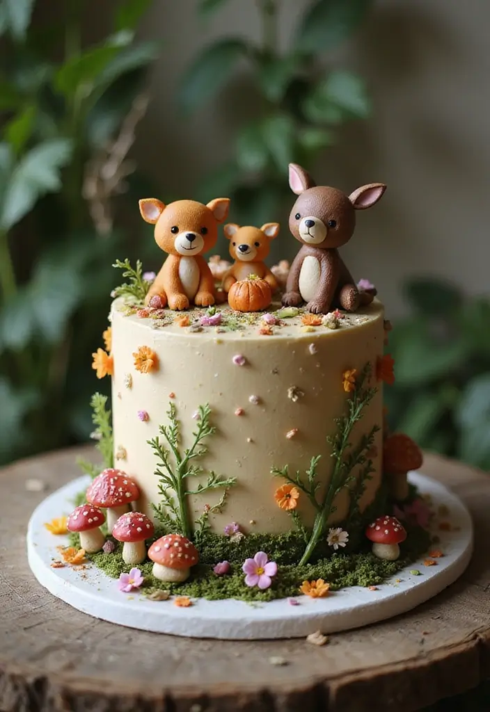 30 Cute First Birthday Cake Ideas for Girls That Steal the Show - 11. Enchanted Woodland Cake
