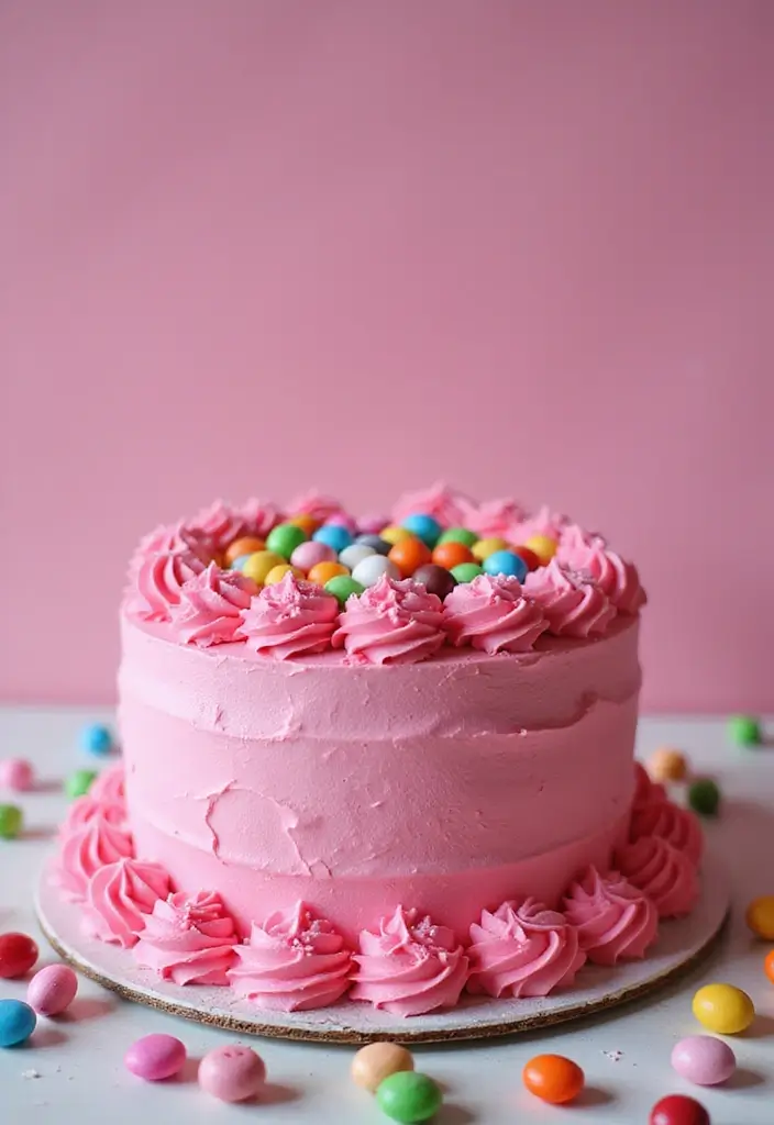30 Cute First Birthday Cake Ideas for Girls That Steal the Show - 13. Fun Bubblegum Cake