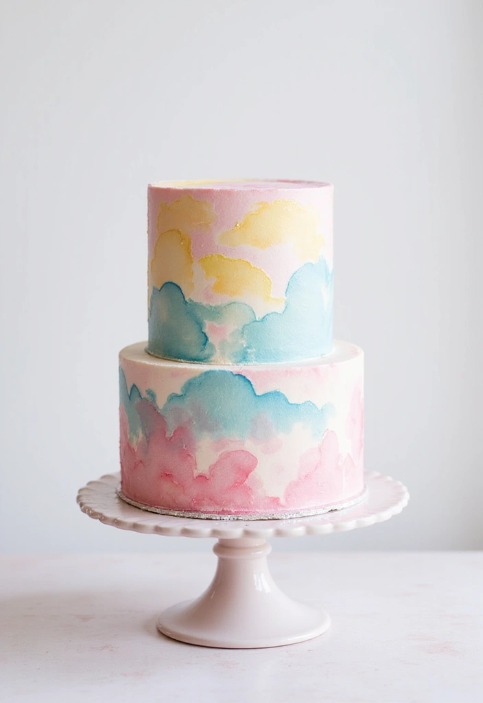 30 Cute First Birthday Cake Ideas for Girls That Steal the Show - 18. Artistic Watercolor Cake