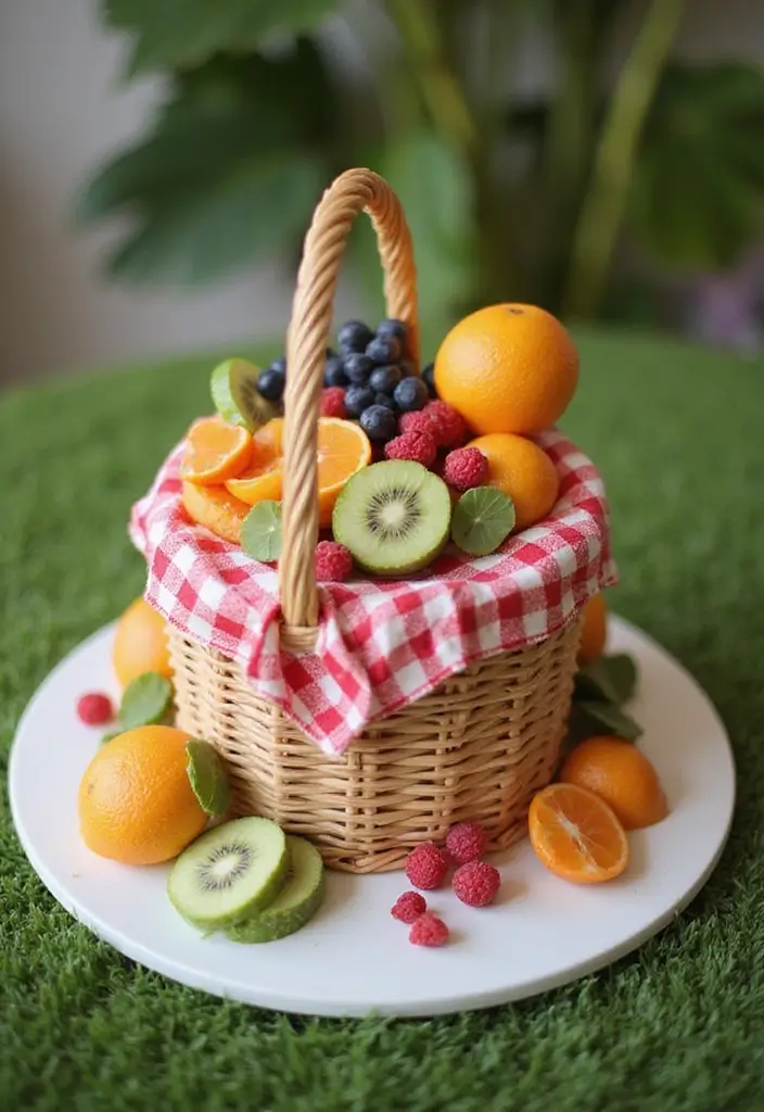30 Cute First Birthday Cake Ideas for Girls That Steal the Show - 26. Fun Picnic Cake