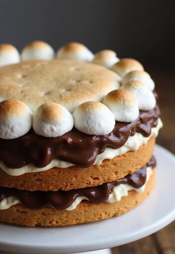 30 Cute First Birthday Cake Ideas for Girls That Steal the Show - 28. Gooey S'mores Cake