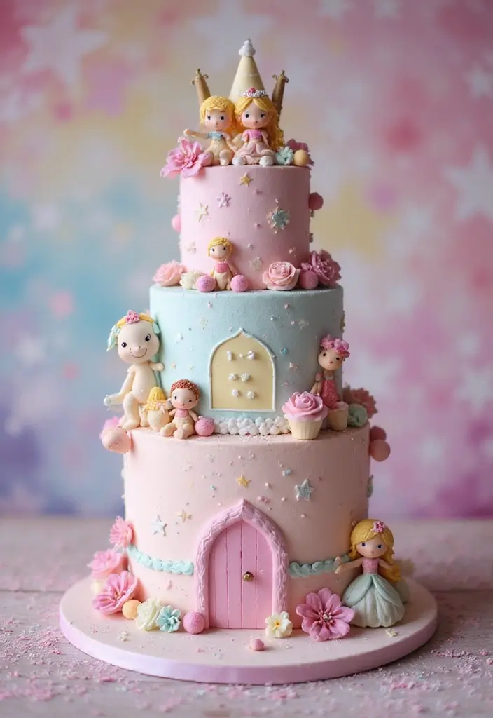 30 Cute First Birthday Cake Ideas for Girls That Steal the Show - 29. Whimsical Fairy Tale Cake