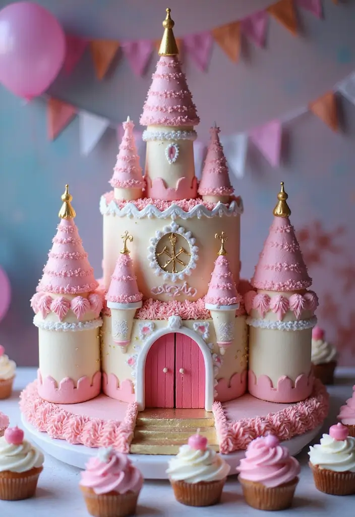 30 Cute First Birthday Cake Ideas for Girls That Steal the Show - 5. Princess Castle Cake