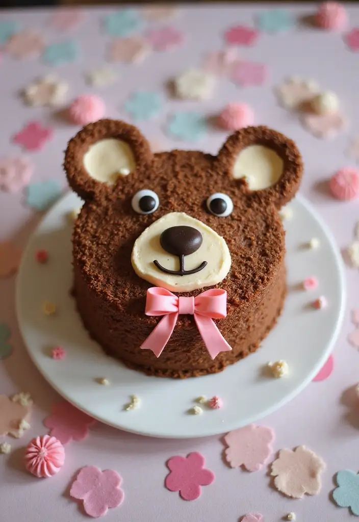 30 Cute First Birthday Cake Ideas for Girls That Steal the Show - 7. Charming Teddy Bear Cake