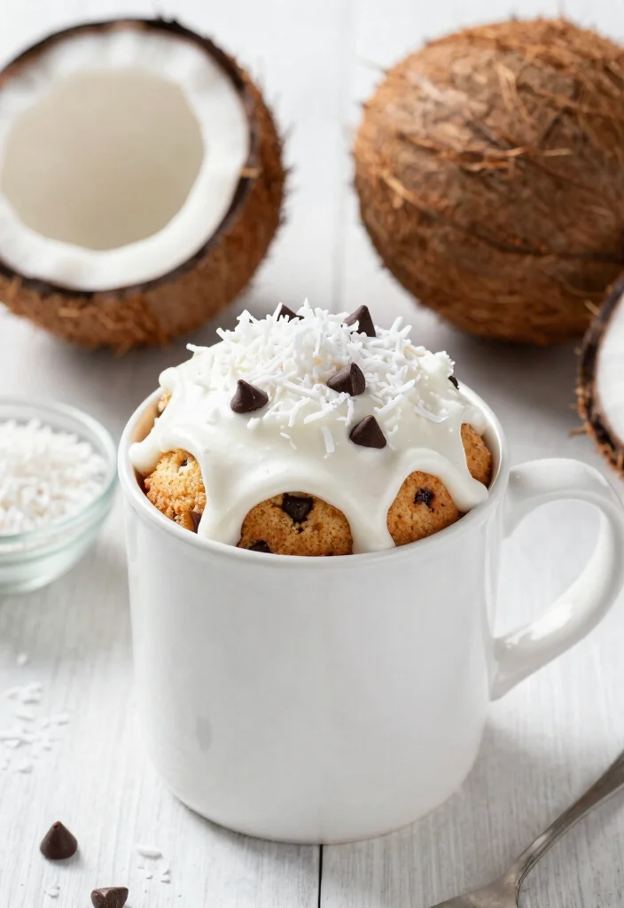 10 Chocolate Chip Mug Cake Recipes Ready in Minutes - 4. Coconut Chocolate Chip Mug Cake 1