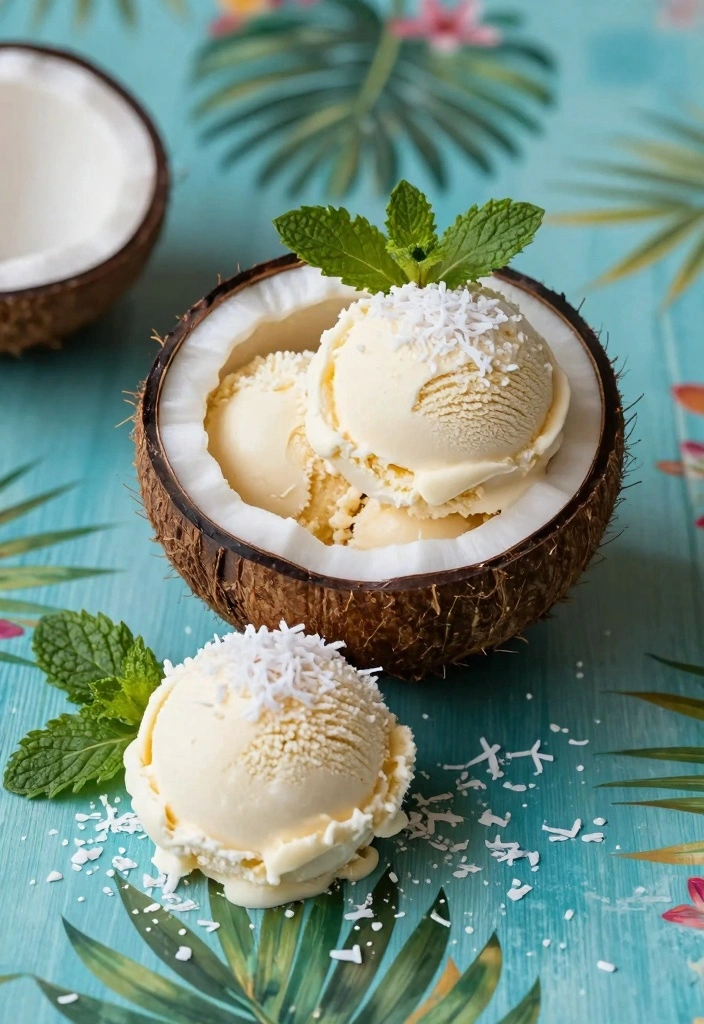 10 Cold Dessert Recipes for Refreshing No Bake Enjoyment - 6. Creamy Coconut Ice Cream