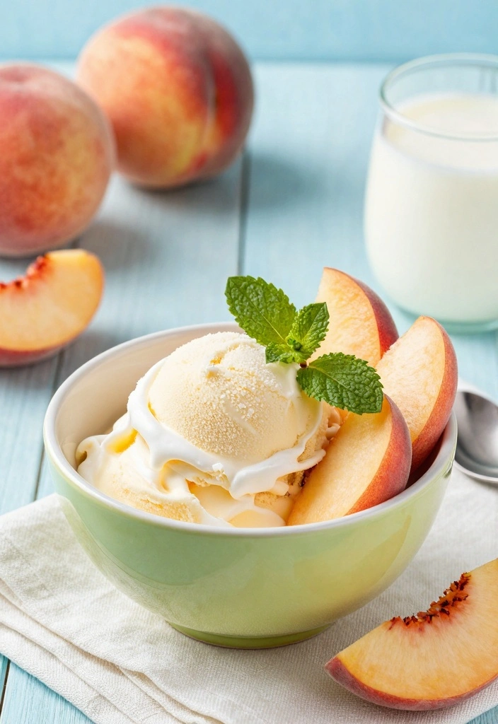 10 Cold Dessert Recipes for Refreshing No Bake Enjoyment - 9. Peach Frozen Yogurt