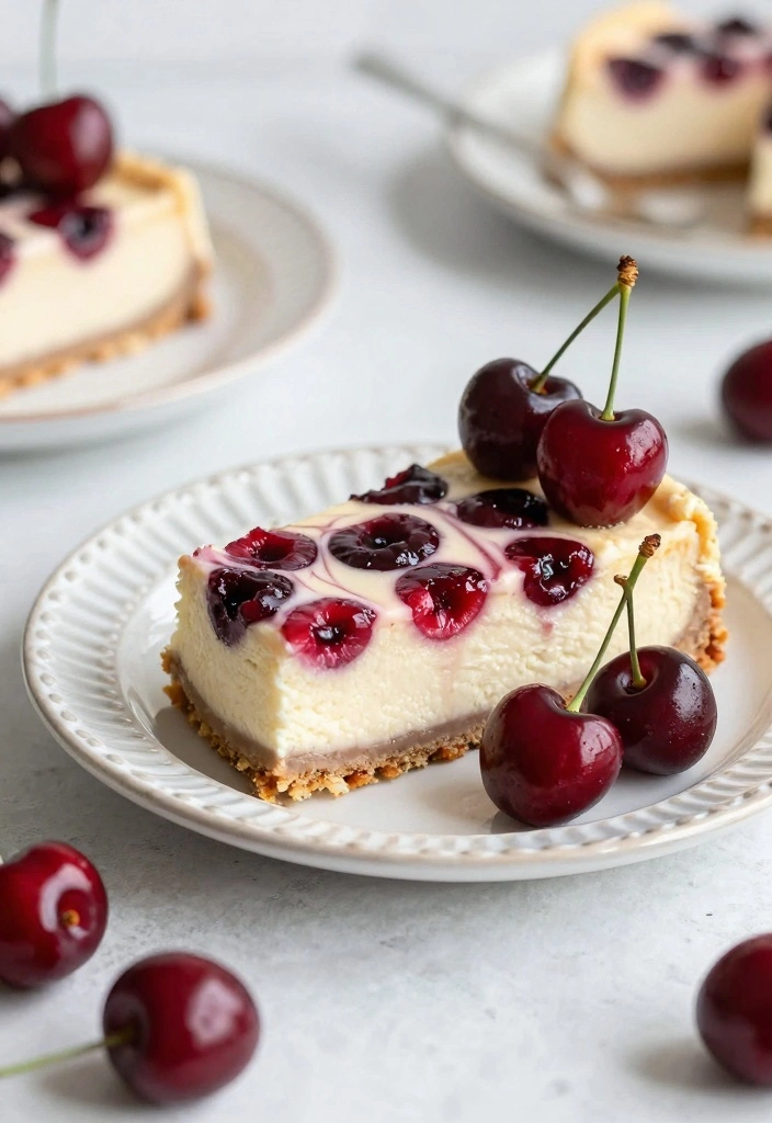 10 Dried Cherry Baking Recipes for Tart Juicy Bakery Treats - 7. Cherry Swirl Cheesecake Bars