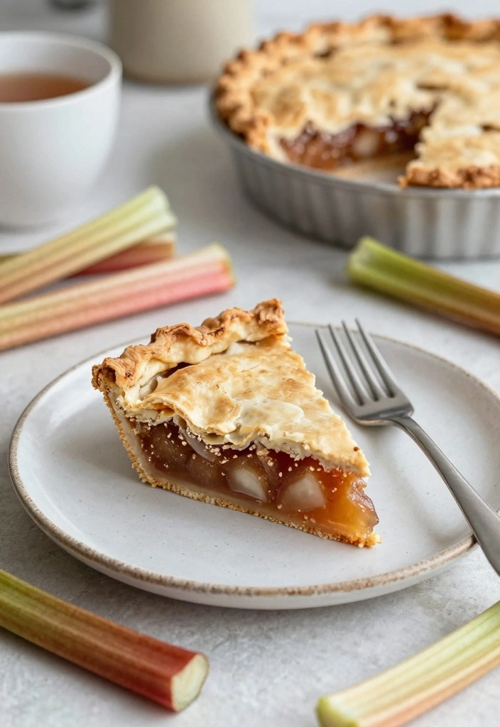 10 Frozen Rhubarb Baking Recipes for Bright Sweet Tart Flavor - 3. Rhubarb Pie with Flaky Crust