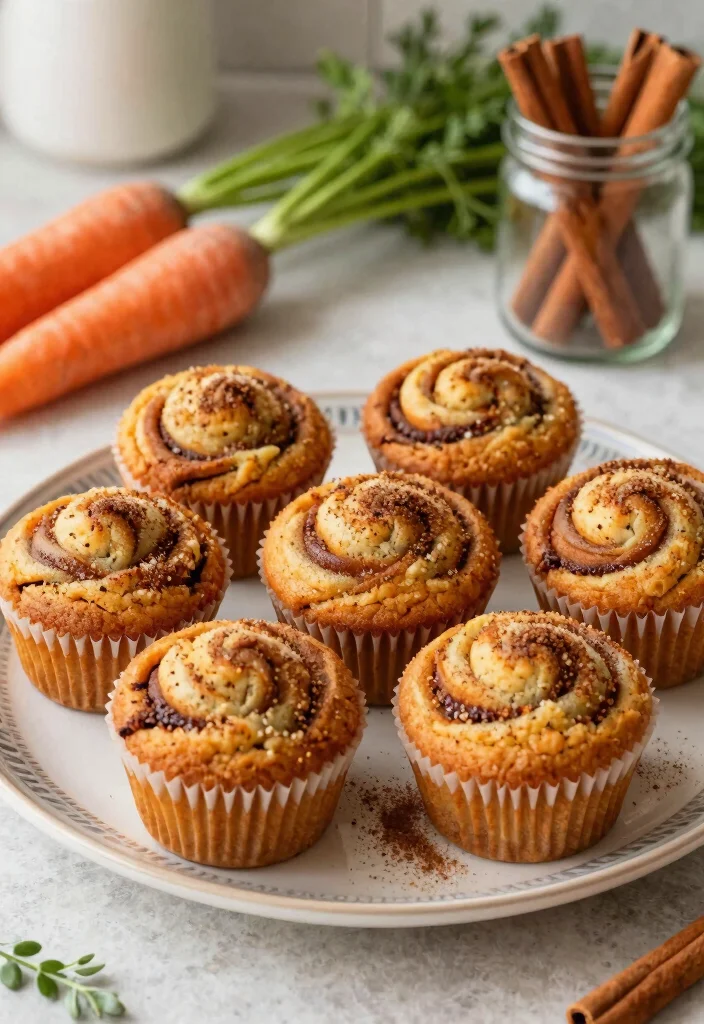 10 Healthy Carrot Cake Muffin Recipes with Lighter Ingredients - 10. Cinnamon Swirl Carrot Muffins 1