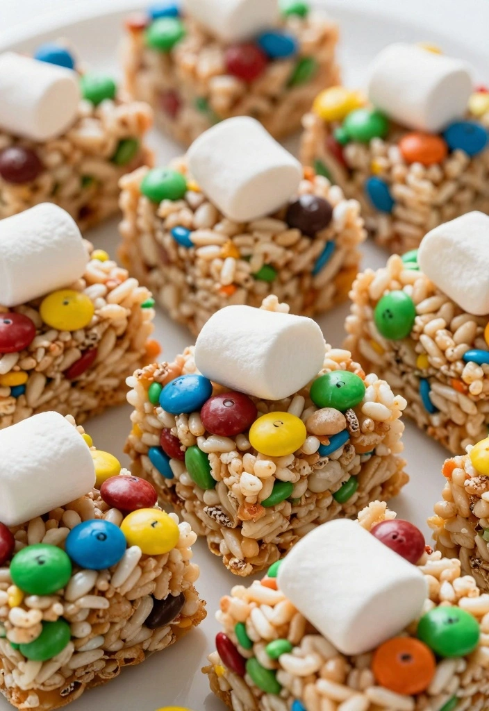 10 Holiday M&M Baking Recipes for Fun Colorful Festive Treats - 10. M&M Rice Krispie Treats