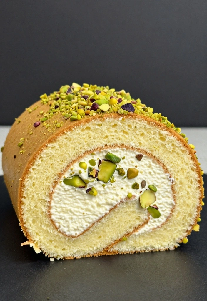 10 Recipes With Angel Food Cake for Light Sweet Creative Desserts - 7. Pistachio Angel Food Cake Roll