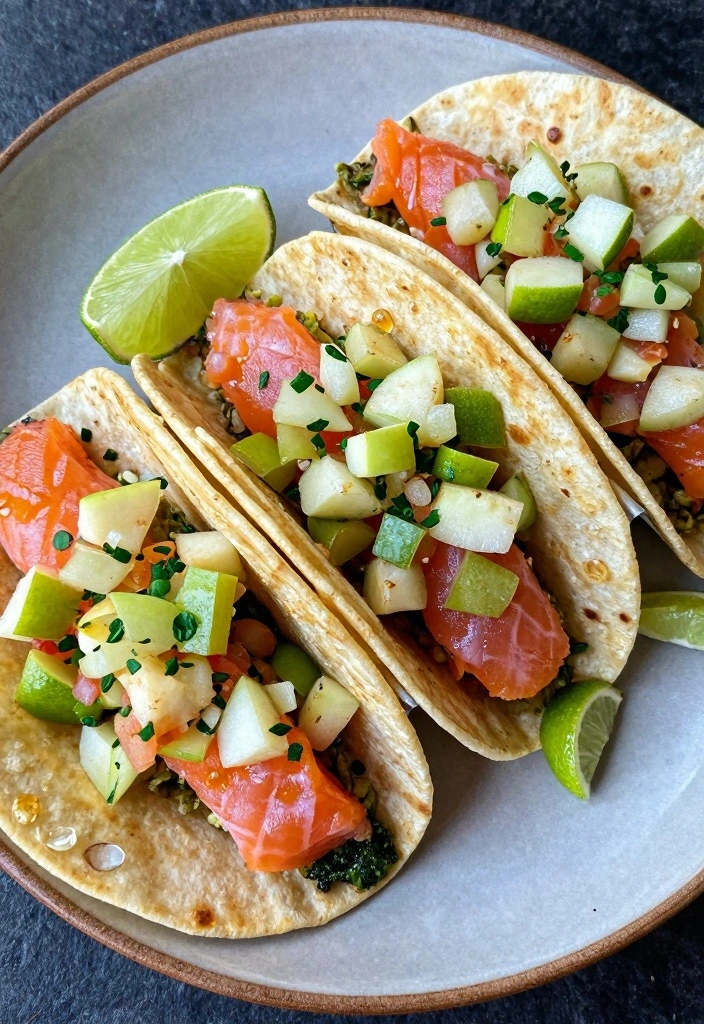 10 Salmon Apple Recipes for Surprising Fresh Sweet Savory Meals - 3. Salmon, Apple, and Salsa Verde Tacos