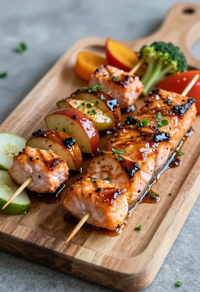 10 Salmon Apple Recipes for Surprising Fresh Sweet Savory Meals - 4. Salmon and Apple Skewers with BBQ Glaze