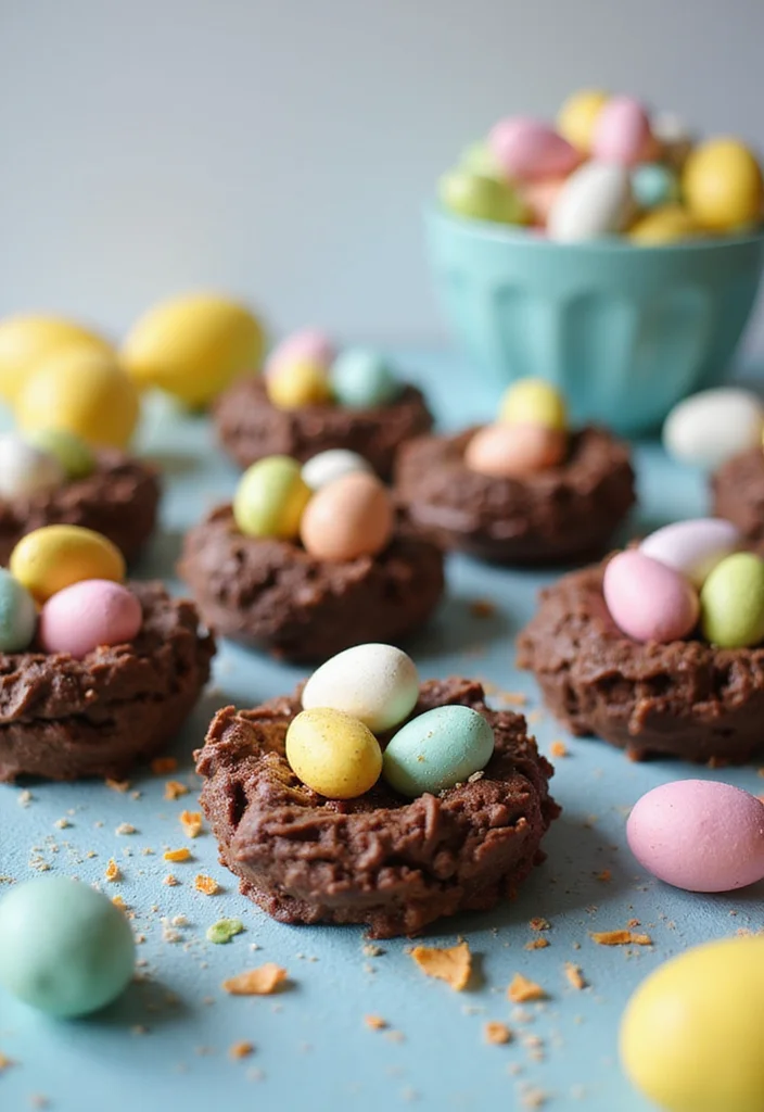 10 Spring Themed Cookie Recipes for Bright Fresh Festive Bakes 8. Chocolate Egg Nest Cookies