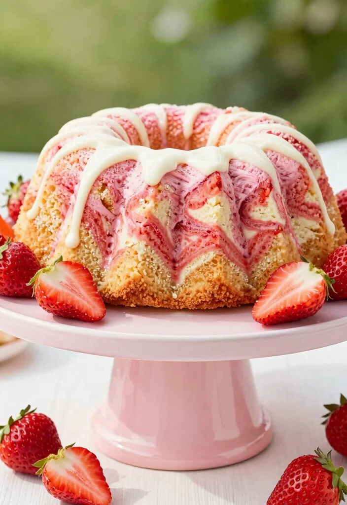 10 Sweetened Condensed Milk Pound Cake Recipes - 7. Strawberry Swirl Sweetened Condensed Milk Pound Cake 1