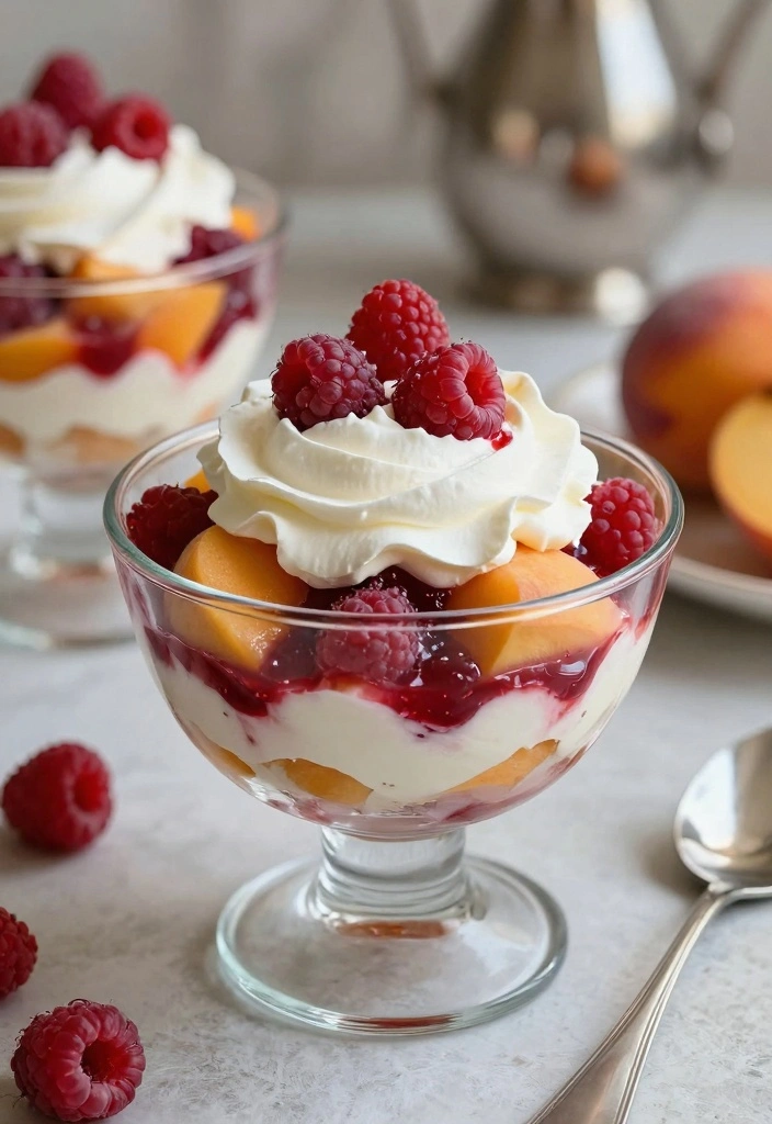 12 Easy Fruity Dessert Recipes for Light Fresh Summer Treats - 7. Peach Melba Trifle