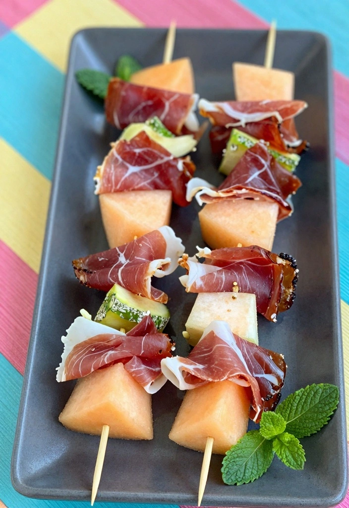 12 Easy Fruity Dessert Recipes for Light Fresh Summer Treats - 9. Cantaloupe and Prosciutto Skewers